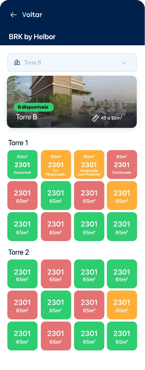 Interface ilustrativa do espelho de vendas no app